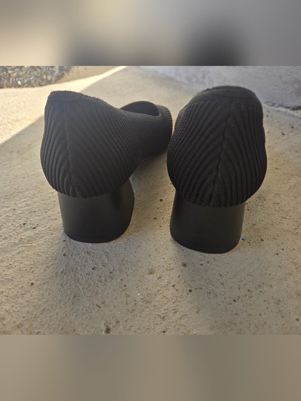 Vivaia Black Knit Block Heel Pumps - Comfortable Everyday Heels - Picture 4 of 9